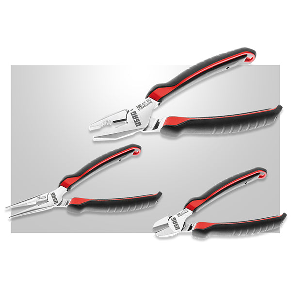 150 AX/SE3 - Assortment with universal pliers, straight nose pliers and diagonal cutting nippers (3 pcs) - Usag - U01500201 150 AX/SE3 - Assortment with universal pliers, straight nose pliers and diagonal cutting nippers (3 pcs) - Usag - U01500201